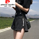 皮爾卡丹（pierre cardin）短褲女夏季外穿設(shè)計(jì)感小眾寬松高腰薄款2025新款顯瘦a字牛仔熱褲 黑灰 S