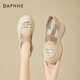 達(dá)芙妮（DAPHNE）七夕包頭涼鞋女厚底夏季新款內(nèi)增高網(wǎng)面一腳蹬外穿漁夫鞋 杏色 4.5cm 37 標(biāo)準(zhǔn)碼
