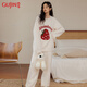 古今（GUJIN）睡衣女半邊絨家居服保暖可外穿秋冬大碼睡褲珊瑚法蘭絨毛衣套裝