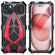 龍豈蘋(píng)果15手機殼金屬邊框保護套iPhone15Promax全包邊防摔定制ip16pm硅膠防塵塞夏天財神加厚防摔個(gè)性 蘋(píng)果15 黑紅（金屬+軟硅膠）防塵塞