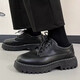 環(huán)球皮鞋男2025夏季新款厚底休閑英倫風(fēng)一腳蹬鞋子男百搭商務(wù)正裝男鞋 黑色 41