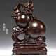 花梨木雕葫蘆擺件大號實(shí)木雕刻工藝品客廳裝飾風(fēng)水擺件喬遷禮物 A款：黑檀木 福祿如意葫蘆 高40厘米