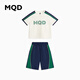 MQD童裝男童夏套裝夏裝新款兒童短褲兩件套運動(dòng)中大童字母短袖 藏青 130