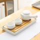 閩煜（minyu）全季酒店同款茶具日式簡約啞光側(cè)把壺家用套裝功夫茶盤定制 3頭干泡茶具+小長方陶瓷竹盤