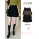 昏鏡毛呢短褲女外穿韓版高腰顯瘦休閑百搭a字闊腿靴秋冬新款 黑色 XL建議115-125