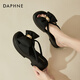 達(dá)芙妮（DAPHNE）拖鞋女夏季外穿露趾新款厚底蝴蝶結(jié)休閑仙女風(fēng)涼拖 黑色 跟高5.3cm 38 (240mm) 標(biāo)準(zhǔn)碼