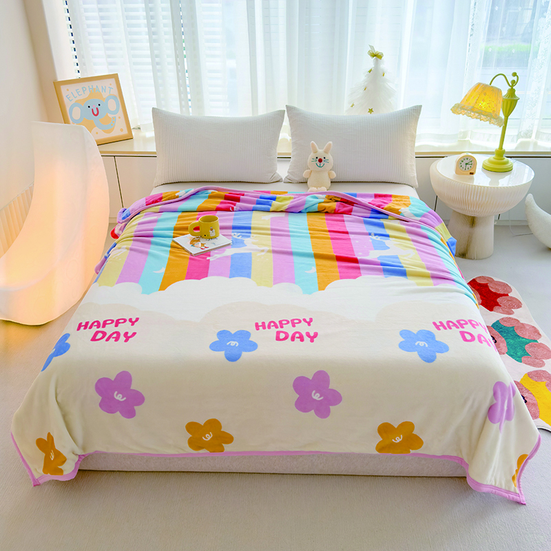 羅曼羅蘭（ROMROL）毛毯 A類牛奶絨 雪貂絨毛毯 彩虹花香150*200 150*200