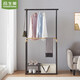 品生美 現代簡(jiǎn)約落地衣帽架臥室掛衣神器客廳轉角立式掛衣服置物架 素愿胡桃色88*41*167cm