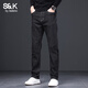 班尼路S&K系列牛仔褲男士寬松直筒2025秋季新款修身小腳彈力休閑長(cháng)褲子 黑色 32