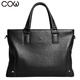 COW男包 公文包男商務(wù)包男士手提包時(shí)尚男包電腦包休閑包 C-8881 黑色 14英寸