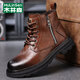 木林森（MULINSEN）馬丁靴男英倫風(fēng)工裝百搭復古短靴秋冬季高幫厚底側拉鏈防滑靴子 DY-JB-KL708棕色 41