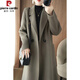 皮爾卡丹（pierre cardin）25秋冬新款雙面羊絨大衣簡(jiǎn)約中長(cháng)款過(guò)膝羊毛呢大衣加厚外 灰駝色 L
