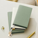 a6小號隨身便攜荔枝紋筆記本本子軟皮面加厚高檔辦公用工作商務(wù)會(huì )議記錄記事本口袋日記本定制可印logo 橄欖綠（綠色噴邊）單本裝