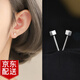 Warme Farben S925銀針耳釘女拉絲立體方塊簡(jiǎn)約睡覺(jué)不用摘養耳洞個(gè)性男女耳飾 方塊耳釘一對