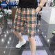 淘茲朗 歐美潮牌男士格子2025夏季沙灘褲速干冰絲5分褲中褲男 卡其色 4XL 190-210斤