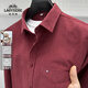 老爺車(chē)（LAOYECHE）100%純棉燈芯絨真口袋男士長(cháng)袖襯衫純色休閑秋裝襯衣潮流男裝寸衫 紅色 XL推薦140-155斤