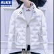 棉致羽绒服男冬季新款外套韩版潮流立领修身羽绒服男士短款 白色 M（建议80-95斤）