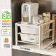 帥仕（shuaishi）廚房膠囊咖啡機置物架水杯架茶包抽屜式收納盒架水吧臺底座儲物架 【抽拉收納盒】3層無(wú)護欄