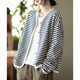 塔馳密司（touchmiss）設計感條紋寬松短外套女秋季薄款顯瘦時(shí)尚減齡長(cháng)袖開(kāi)衫 藏青色 M 建議120斤內