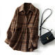初徑設計感港風(fēng)磨毛加絨加厚洋氣減齡復古格子休閑襯衫寬松顯瘦外穿潮 咖啡色春秋款 3XL 160-180斤