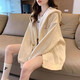 衣圖雅衛(wèi)衣女春秋寬松韓版學(xué)生秋冬裝2022年新款初中高中生開(kāi)衫外套女連帽上衣服 杏色 均碼（可備注碼數(shù)）