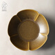 九土手工復古餐盤(pán)花型創(chuàng  )意菜盤(pán)子家用陶瓷花朵水果盤(pán)沙拉盤(pán)花邊食器 復古黃