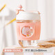 樂(lè )扣樂(lè )扣（LOCK&LOCK） 玻璃杯茶杯男女簡(jiǎn)約吸管杯子便攜大容量咖啡杯泡茶杯牛奶隨行杯 卡通款-落櫻粉 350ml