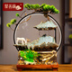 聚善緣創(chuàng)意新中式招財(cái)流水循環(huán)水魚缸室內(nèi)擺件客廳辦公室禮品 一鹿向前魚缸流水?dāng)[件（綠植砂石