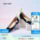 NINE WEST玖熙小方頭低跟單鞋女新款方扣淺口船鞋輕便氣質(zhì)通勤時尚女鞋 黑色(偏小一碼) 37