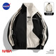 NASA RHUDE春季雙面穿夾克外套男裝冬季加絨潮流棒球服男士秋冬裝休閑外套男 2423黑色(雙面穿) XL (建議體重130-145斤)