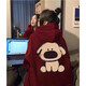 早春oversize連帽酒紅色衛(wèi)衣女春秋2025新款加絨加厚寬松上衣外套 酒紅色【春秋薄款】 M ( 適合95斤內(nèi) )
