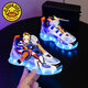 G.duck可充電七彩亮燈鞋賽羅奧特曼旋轉紐扣男女童兒童發(fā)光鞋防滑運動(dòng)鞋 藍色 30