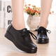 旺奈媽媽皮鞋真皮軟底中年單鞋女平底防滑老人鞋子平跟中老年大碼女鞋 黑色 40