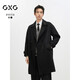 GXG男裝長(cháng)款毛呢大衣黑色冬2024年新品 黑色 180/XL