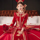 紅妝飾佳 秀禾服新娘2024新款冬季高端絲絨旗袍男女夫妻大碼中式結婚禮服 重工絲絨女款 L
