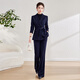 芭妃婭高端米色羊毛西裝套裝女秋冬厚款時(shí)尚設計感主持人培訓講師工作服 藏青色西裝+喇叭褲 M