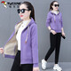 啄木鳥(niǎo)加絨加厚運動(dòng)服套裝女秋冬季寬松連帽藍色休閑衛衣兩件套潮 紫色(加絨) XL (110-125斤)