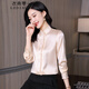 衣典零一（LEDIALYI）2025春秋季女裝新款休閑洋氣高級感真絲襯衫女桑蠶絲襯衣長(cháng)袖上衣 杏色 M