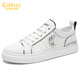 卡賓（CABBEEN）板鞋男網(wǎng)面透氣小白鞋男鞋韓版百搭舒適休閑鞋子男 白槍色 38