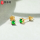 紫慕璃A貨翡翠耳釘 精致小巧冰種帝王綠S925銀鑲玉簡(jiǎn)約耳飾 禮物