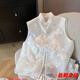 tromlfz南油高端女裝新中式刺繡歐根紗立領(lǐng)盤扣馬甲2024女春夏國風(fēng)背心 圖片色 M