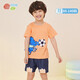 貝貝怡【官方發(fā)售】男童裝短袖套裝夏季新款兒童時(shí)尚卡通上衣褲子兩件套 橘色 24個(gè)月/身高90cm