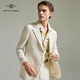 GIEVES CHARLES【2024新品】那不勒度假風(fēng)羊毛亞麻混紡西服男士透氣高端西服套裝 銀白海岸單西 44