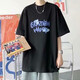 潮西登短袖T恤男bf原宿風夏季情侶裝七ulzzang上衣服生短袖韓版 黑色 L