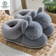 啄木鳥(niǎo)棉拖鞋女冬包跟家居厚底防滑月子鞋毛絨可愛(ài)加厚冬天保暖棉鞋家用 灰色 37 38