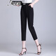 魔之韻哈倫褲女士夏季薄款寬松顯瘦休閑褲小個(gè)子八分氣質(zhì)西裝褲子613-8 黑色小腳褲 L （105-120斤左右）