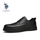 美國馬球協(xié)會（U.S.POLO ASSN.）休閑商務2025新款頭層牛皮商務正裝鞋男士舒適皮鞋英倫厚底德比鞋 黑色【舒適透氣+軟底增高】 41 (255mm) -