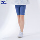 美津濃（MIZUNO）女童瑜伽短褲2024新款兒童裝運動打底緊身彈力褲子夏 牛仔藍 130cm