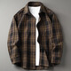 擇肯經(jīng)典重磅口袋長(cháng)袖格子襯衫男女秋冬復古寬松加厚休閑百搭襯衣外套 咖啡色 XL（體重150-160斤）