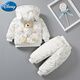 迪士尼（Disney）嬰兒冬裝棉衣套裝加厚男0-1歲半2兩件套衣服春秋季外出服寶寶棉襖 白色小熊帽衫兩件套 加厚 100